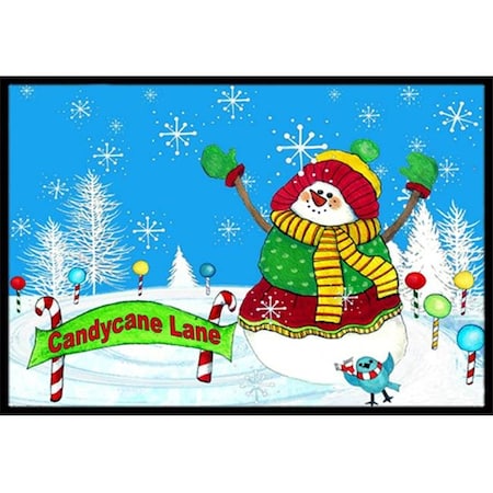 Carolines Treasures Carolines Treasures PJC1075JMAT Candy Cane Lane Snowman Indoor & Outdoor Mat; 24 x 36 in. PJC1075JMAT